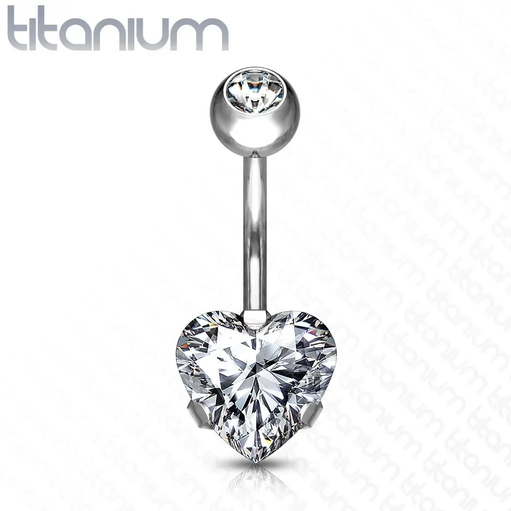 Piercing do pupíku srdce - TITAN (čirá) - TIT1058-C