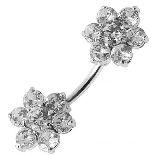 S4U Stříbrný piercing do pupíku - kytičky