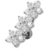 S4U Stříbrný piercing do pupíku se štítem - kytičky (čirá) - BP01171-C