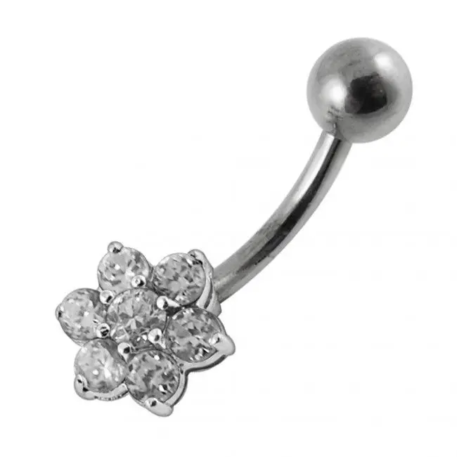 S4U Stříbrný piercing do pupíku - kytička