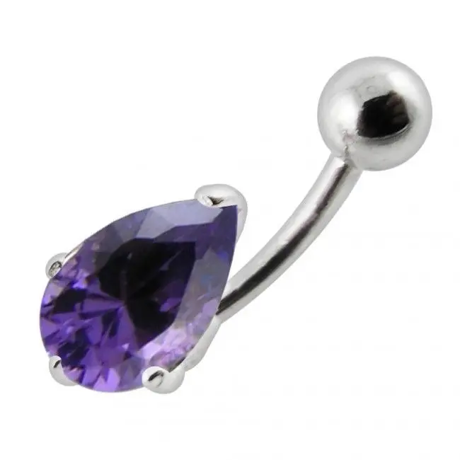S4U Stříbrný piercing do pupíku - kapka (fialová) - BP01010-A