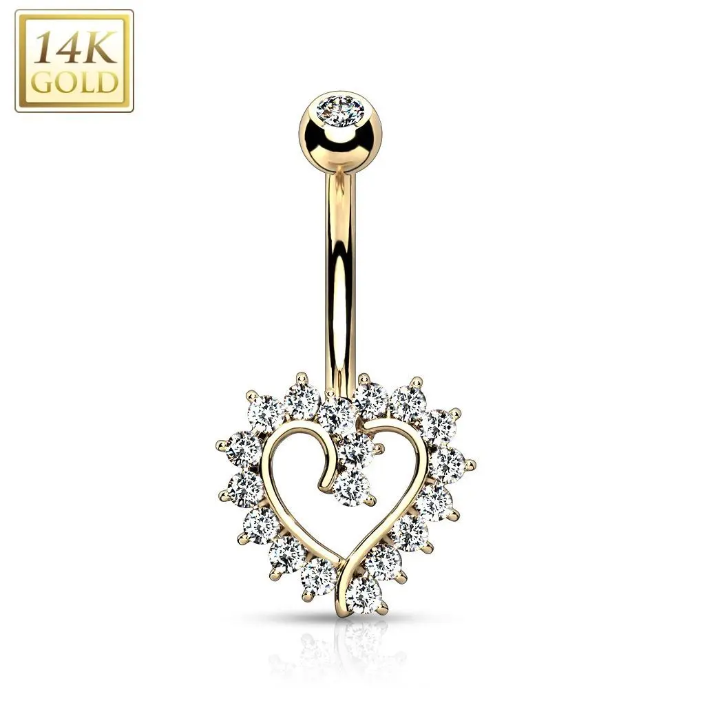 S4U Zlatý piercing do pupíku - srdce, Au 585/1000 - ZL01219-YG