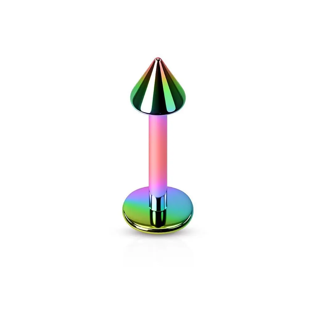 Piercing do brady - kónus (duhová, 3 x 3 mm, 1,2 x 8 mm) - LB1055W-1208