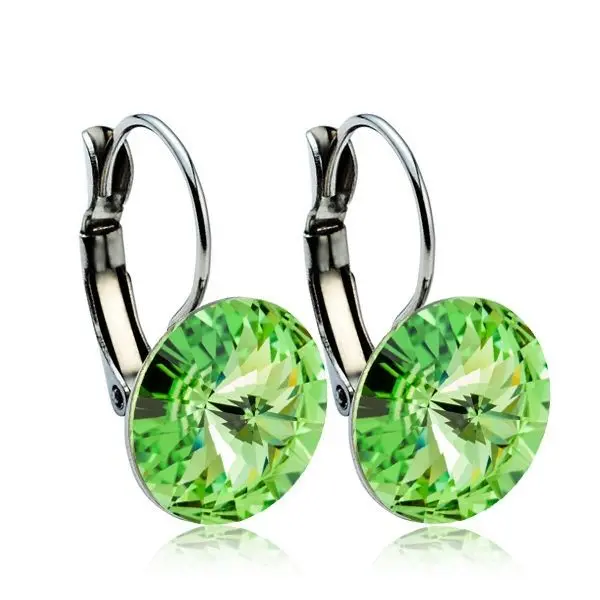 NUBIS Ocelové náušnice s krystaly Swarovski 12 mm, PERIDOT - NBS12-PD