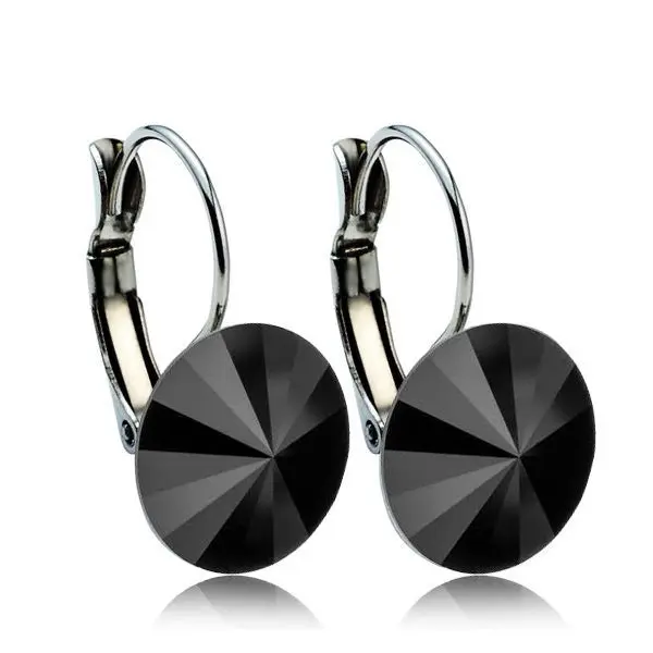 NUBIS Ocelové náušnice s krystaly Swarovski 12 mm, BLACK JET - NBS12-BJ