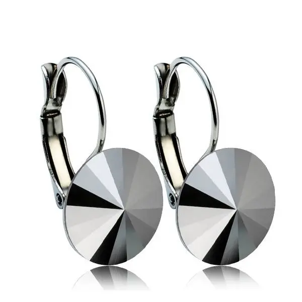 NUBIS Ocelové náušnice s krystaly Swarovski 12 mm, JET HEMATITE - NBS12-JH