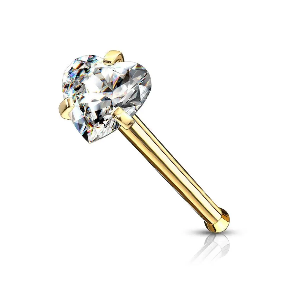 Zlacený piercing do nosu srdíčko