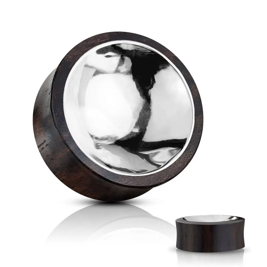 Dřevěný plug se stříbrným středem (10 mm) - PL01258-10