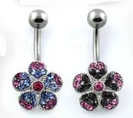 Piercing do pupíku kytička s krystalky AMCD378