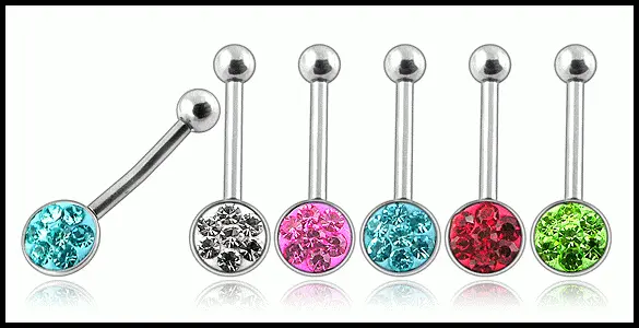 Piercing do obočí chirurgická ocel s krystalky PBBAN760
