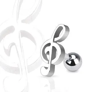 Piercing tragus chirurgická ocel houslový klíč HWJA1015