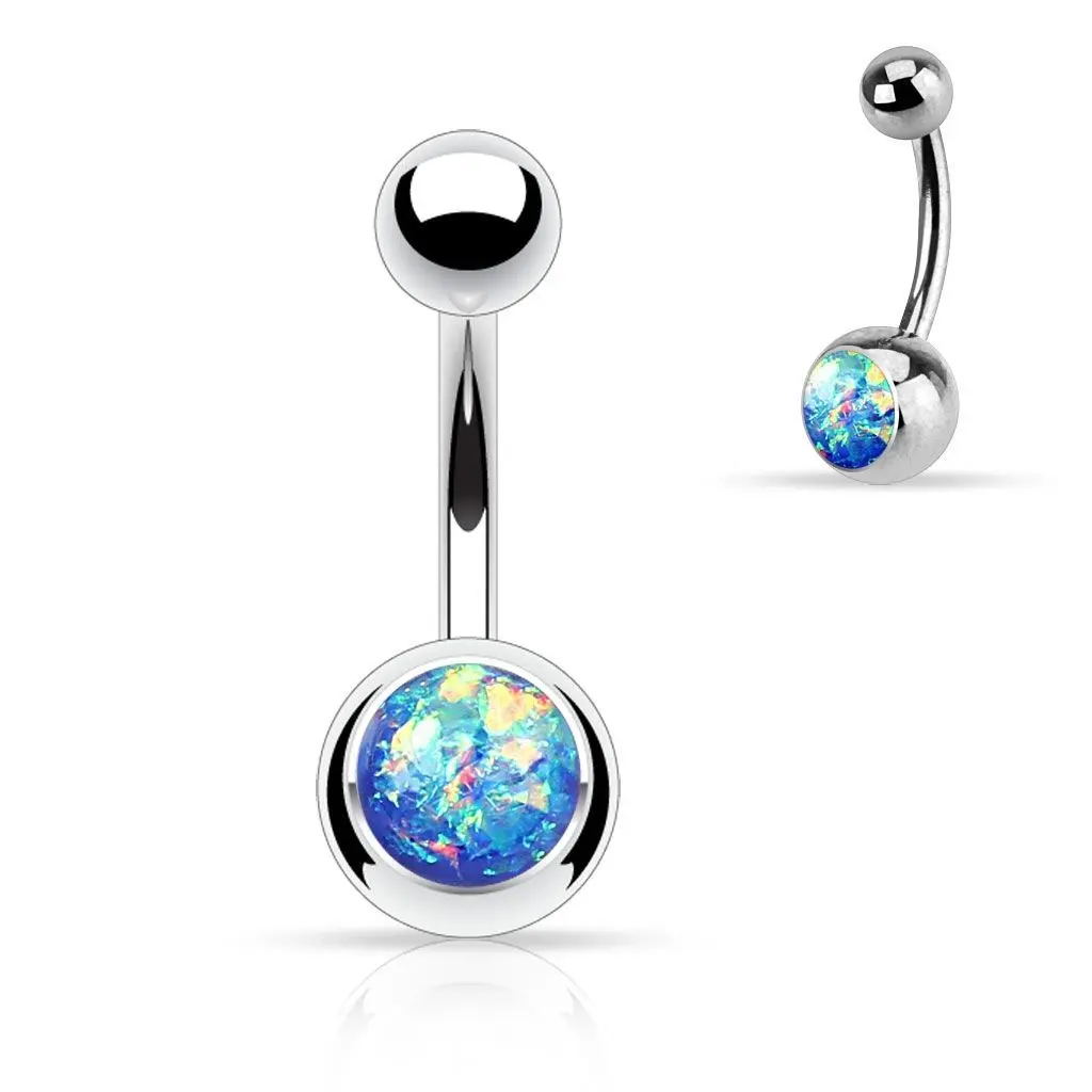 Piercing do pupíku - banánek modrý glitrový