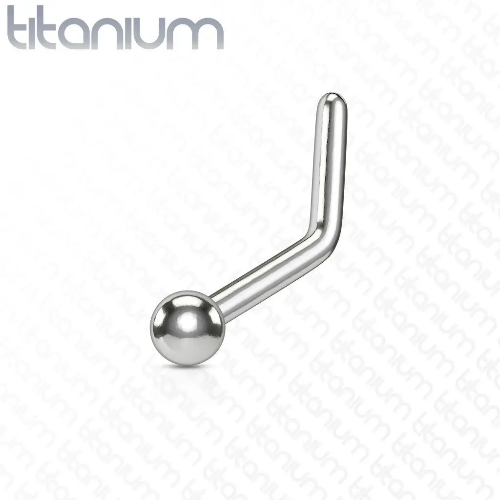 Zahnutý piercing do nosu kulička - TITAN - TIT1026-01