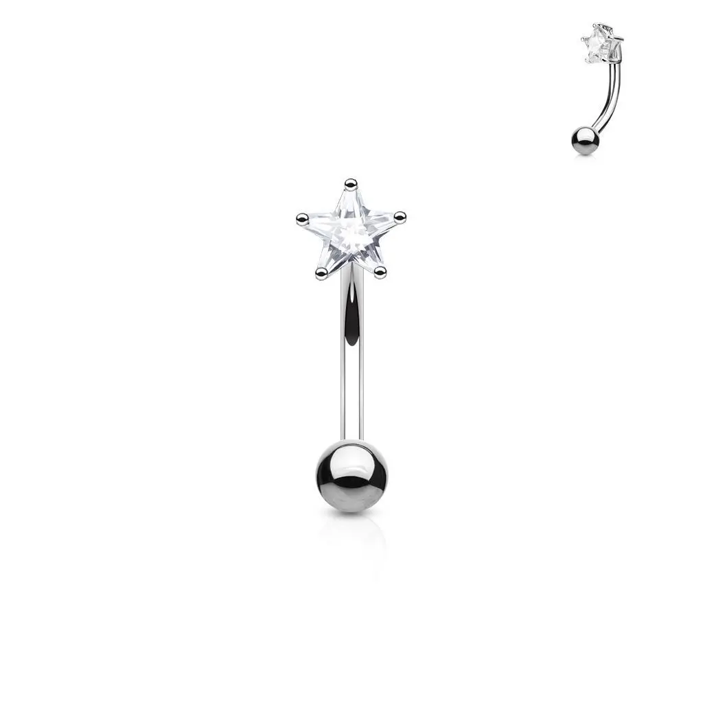 Piercing do obočí - zirkon, čirá barva - OB1004-C