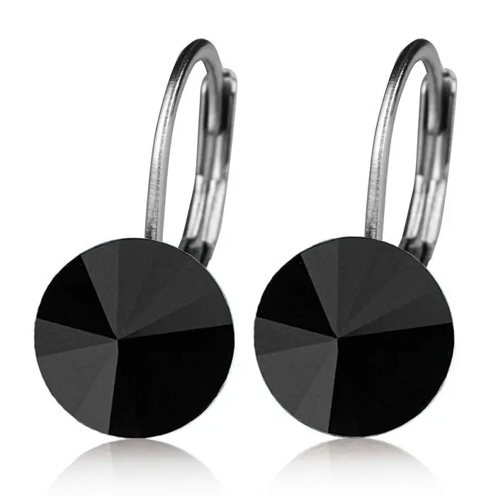 NUBIS Ocelové náušnice s krystaly Swarovski, BLACK JET - NBS08-BJ