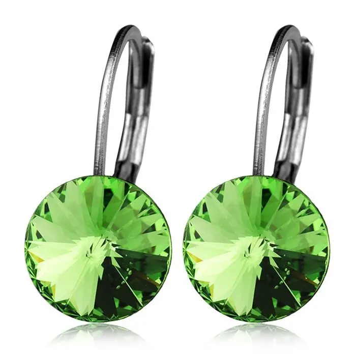 NUBIS Ocelové náušnice s krystaly Swarovski, PERIDOT - NBS08-PD