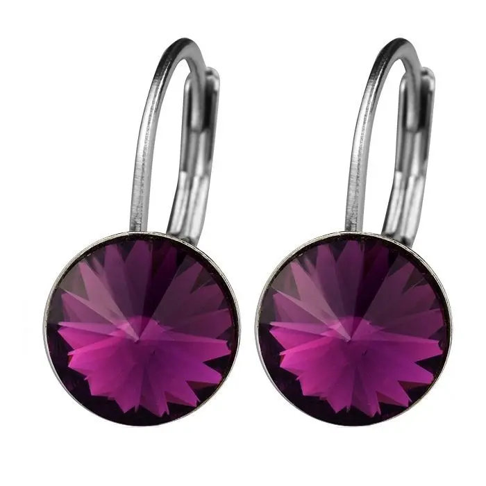NUBIS Ocelové náušnice s krystaly Swarovski, AMETHYST - NBS08-AM