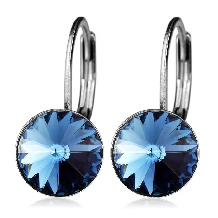 NUBIS Ocelové náušnice s krystaly Swarovski, BERMUDA BLUE - NBS08-BB