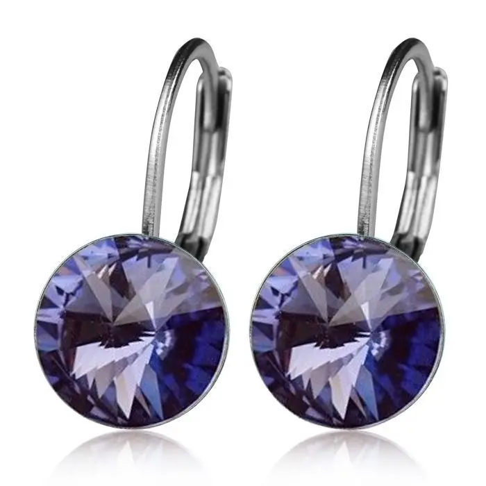 NUBIS Ocelové náušnice s krystaly Swarovski, TANZANITE - NBS08-TZ