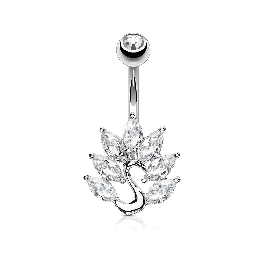 Piercing do pupíku páv, čirá barva