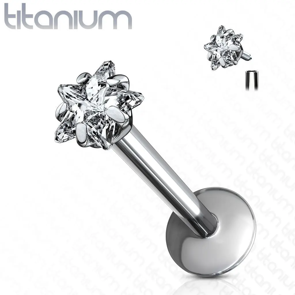 S4U Piercing do brady - labreta titan hvězda, 1,2 x 8 mm - TIT1045-1208