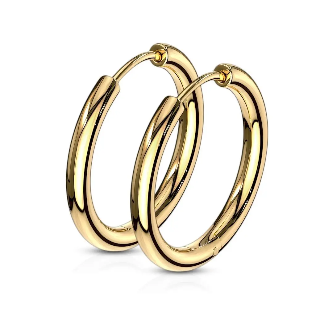 Zlacené ocelové náušnice - kruhy 19 mm - OPN1119G-19