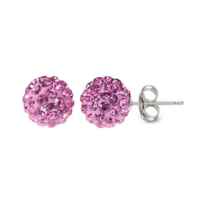 NUBIS Stříbrné náušnice 6mm kuličky Crystals from Swarovski Pink - SWAG06-P