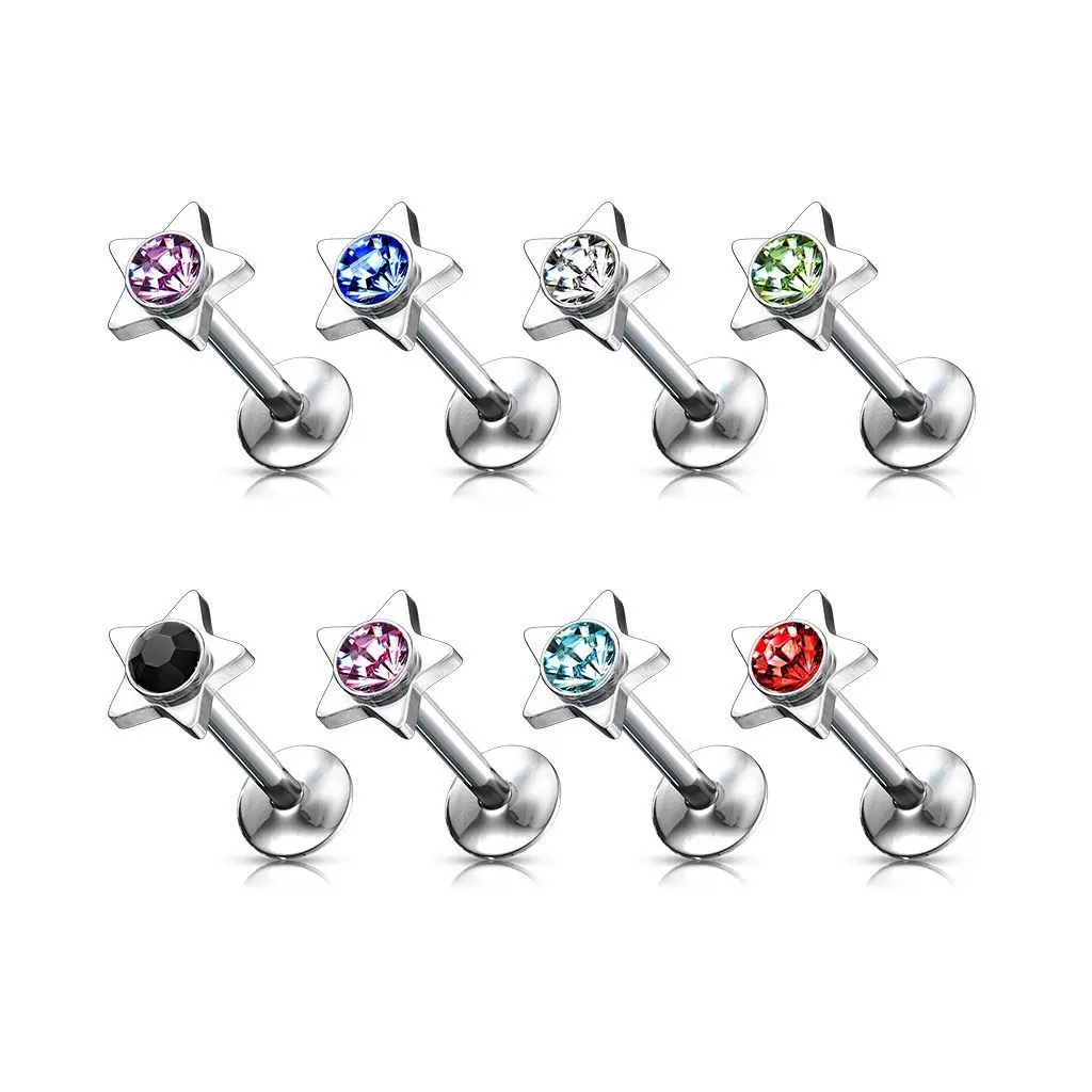 Piercing do brady - labreta hvězda (fialová) - LB01026-A