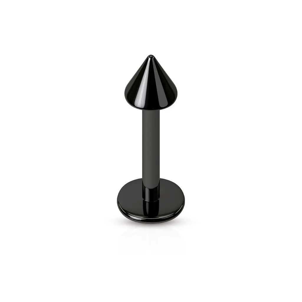 Piercing do brady - kónus (černá, 4 x 4 mm, 1,6 x 10 mm) - LB1055K-1610