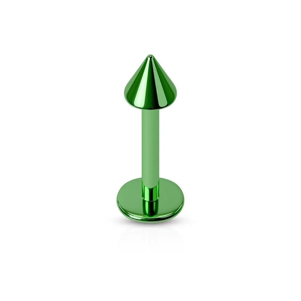 Piercing do brady - kónus (tmavě zelená, 4 x 4 mm, 1,6 x 10 mm) - LB1055G-1610