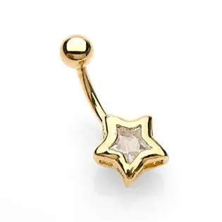 Pozlacený piercing do pupíku - hvězda - WP01068