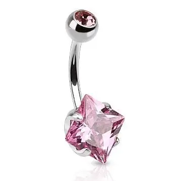 Piercing do pupíku - čtvercový kamínek