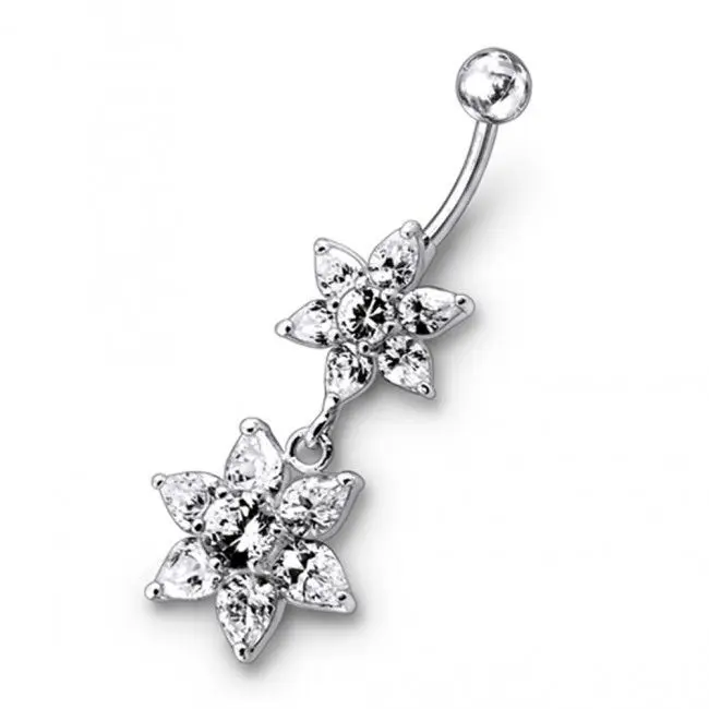 S4U Stříbrný piercing do pupíku - kytičky