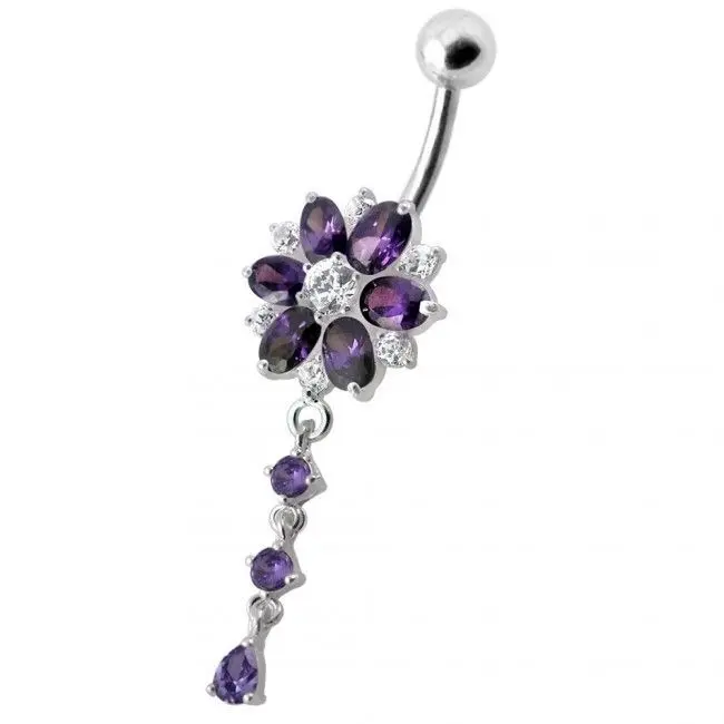 S4U Stříbrný piercing do pupíku - kytička