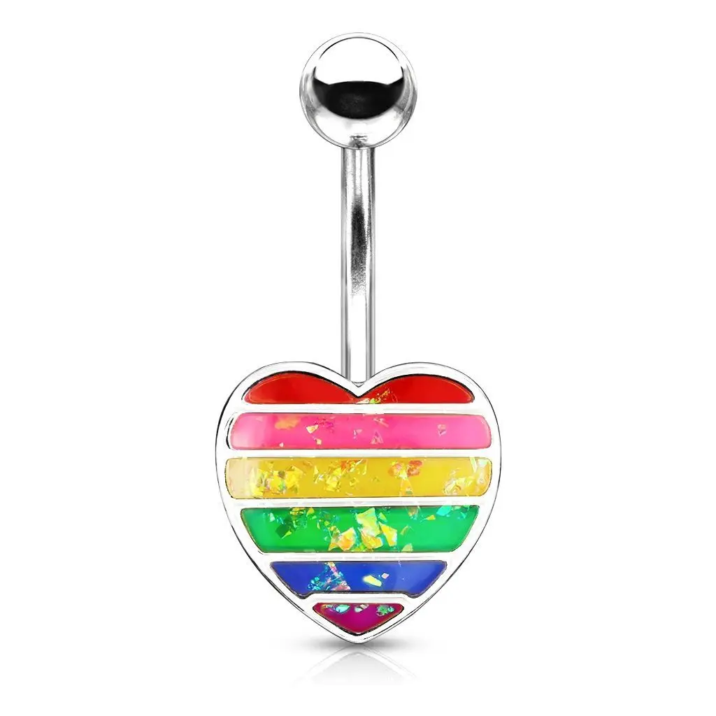 S4U Piercing do pupíku, srdíčko s proužky - WP01332-AB