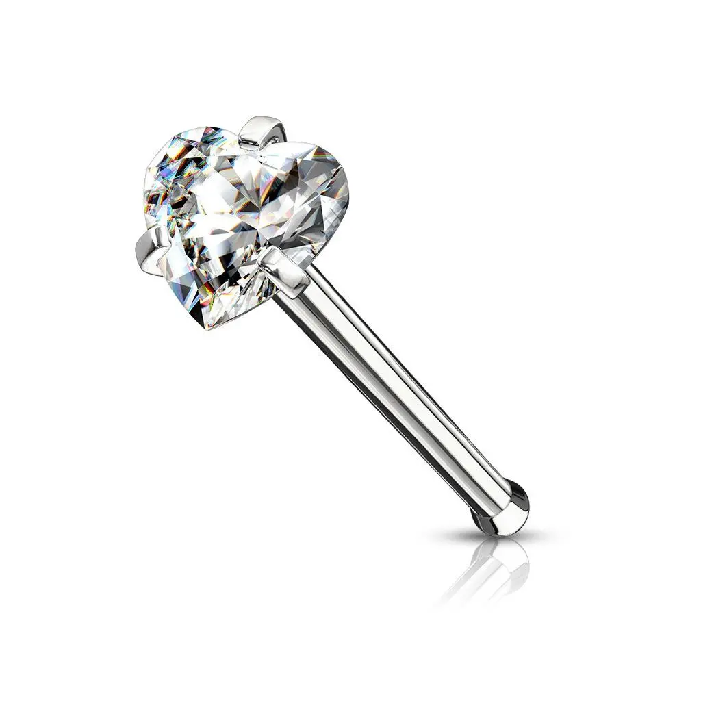 Piercing do nosu srdíčko (čirá) - N0135C