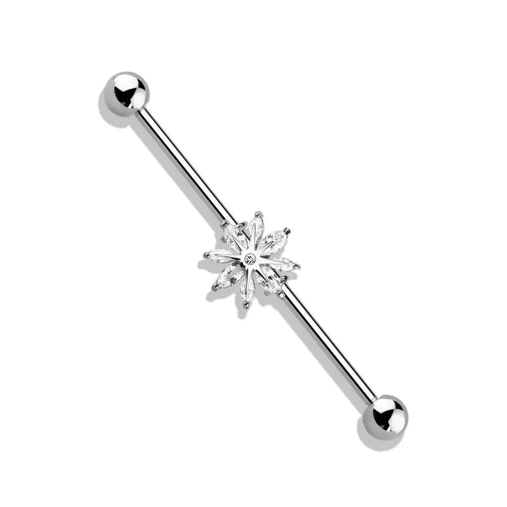 Industrial piercing - sněhová vločka - ID01032-ST