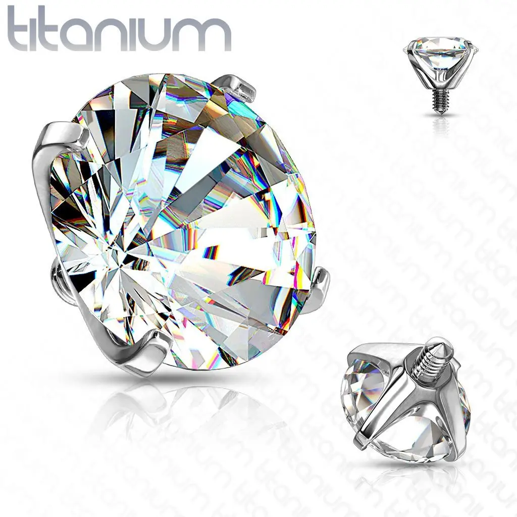 Náhradní kamínek k dermálu TITAN, závit 1,6 mm, 4mm, barva: čirá - TIT105-04C