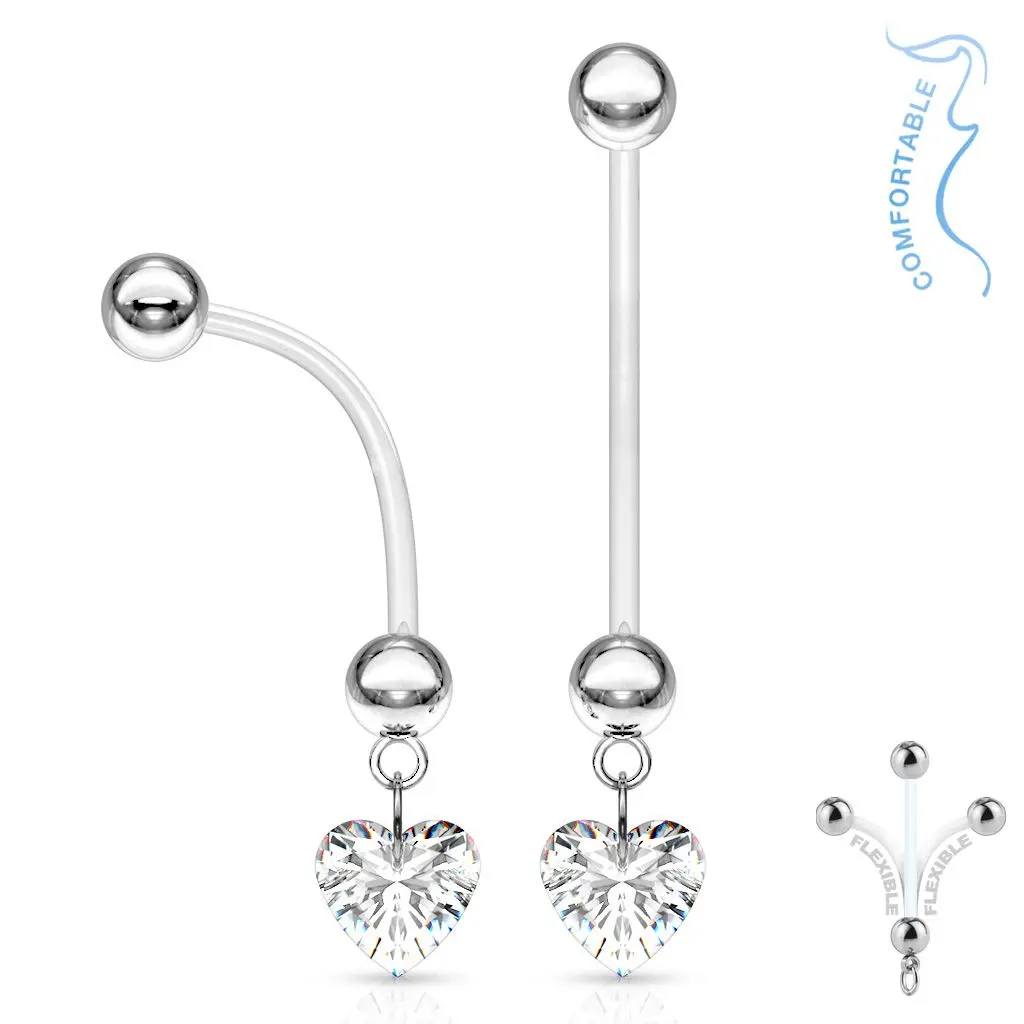 Těhotenský piercing do pupíku - srdíčko