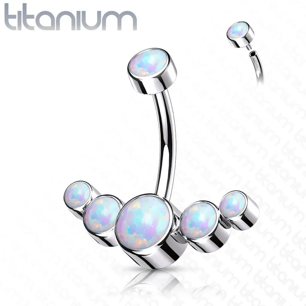 Piercing do pupíku s opálem - TITAN - TIT1107-OP17