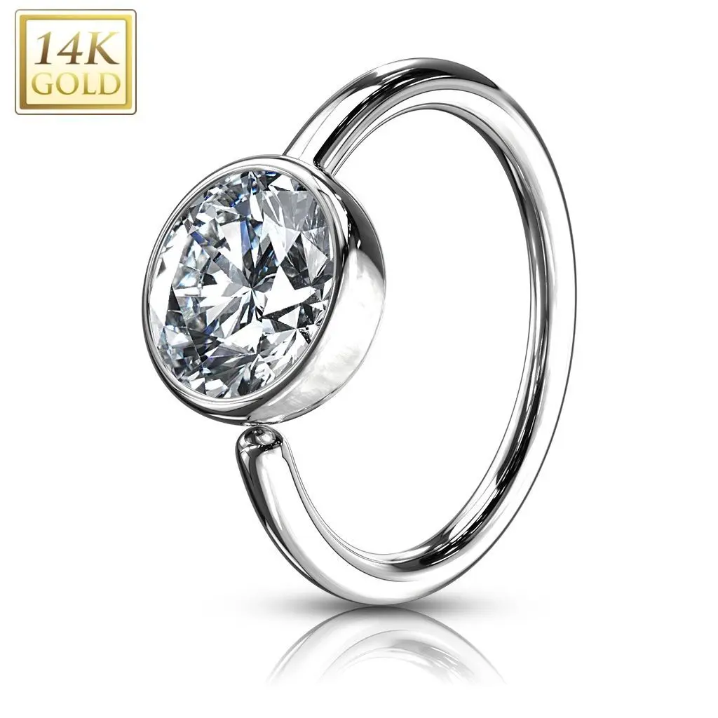 Zlatý piercing kruh, 0,8 x 8 mm, Au 585/1000 - ZL01060-WG