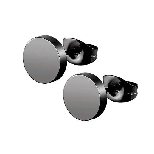 S4U Černé ocelové náušnice placičky 6 mm - OPN1357-06