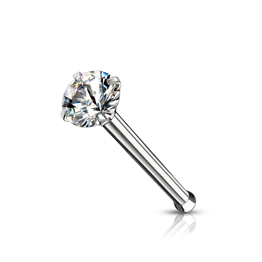 Piercing do nosu - čirý zirkon (2,5 mm)