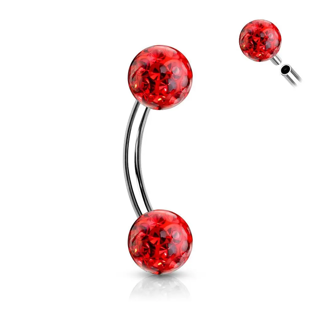 Piercing do obočí s krystaly Crystals From Swarovski 1,2 x 8 mm - OB0013-R