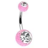 Piercing do pupíku - banánek (růžová/čirý zirkon) - BA01072-PC
