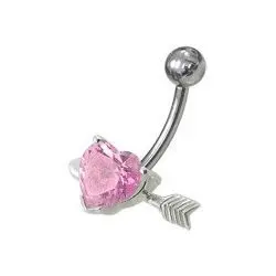 S4U Stříbrný piercing do pupíku - srdíčko probodnuté