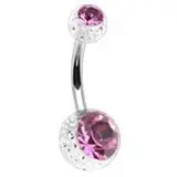 Piercing do pupíku - banánek (čirá/růžový zirkon) - BA01072-CP