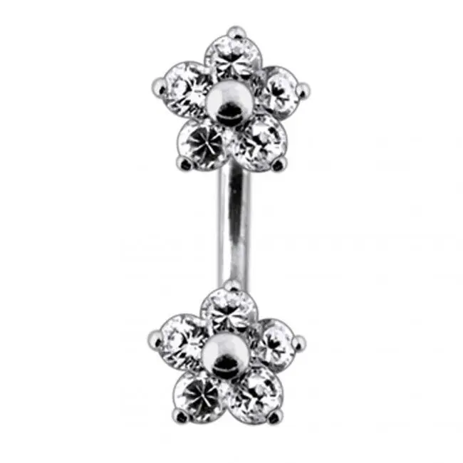 S4U Stříbrný piercing do pupíku - kytičky