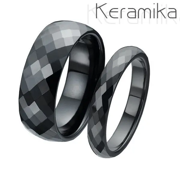 NUBIS KM1002 Keramické snubní prsteny šíře 4mm + 8mm - pár - KM1002-4, KM1002-8