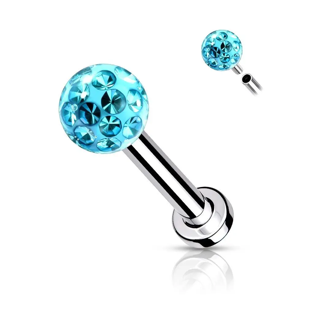 Piercing do brady - labreta/cartilage s kamínky 1,2 x 8 mm